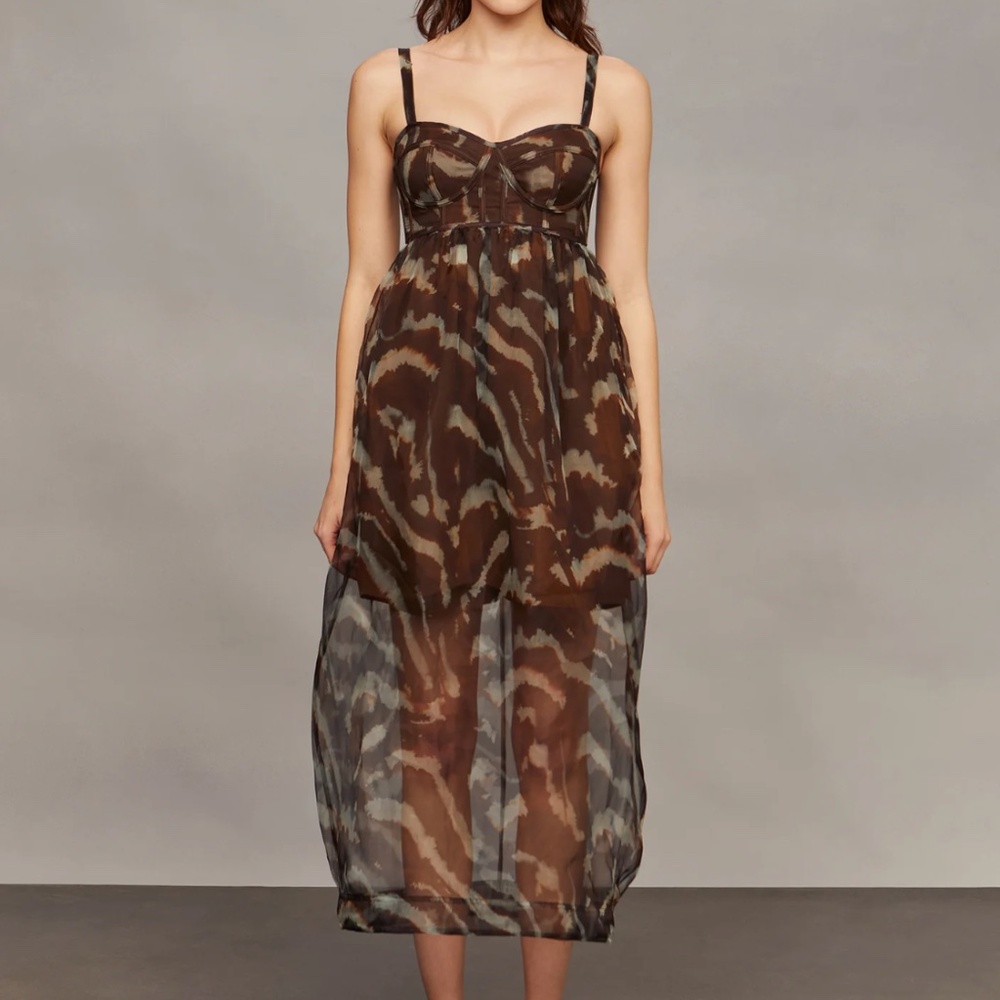 AMUR 'Zarina' Bustier Maxi Dress in Aerial Terrain (NWT)